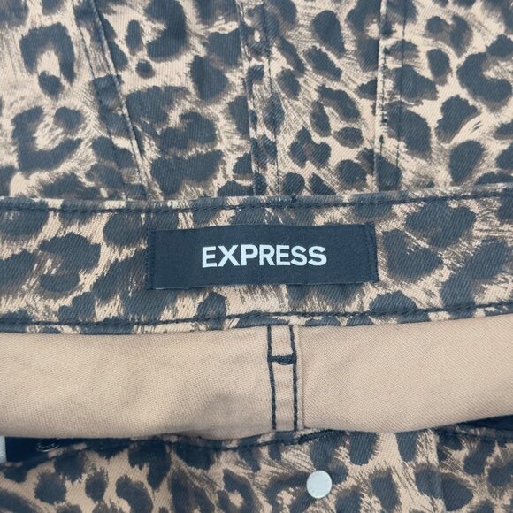 Express Ankle Legging High Rise Stretch Leopard Print Size 8R - Picture 3 of 13